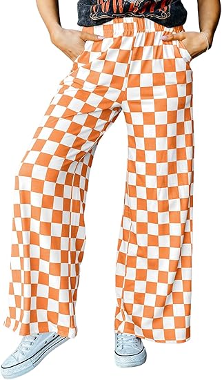 Women's Cute Casual Plaid Pants Loose Wide Leg Pants with Pockets(BUY 2 FREE SHIPPING)