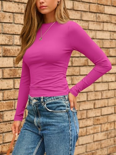 Womens Long Sleeve Shirts Basic Compression Going Out Crop Tops(buy 3 free shipping)