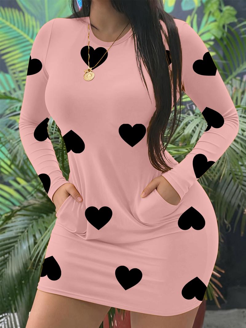 Women's Heart Pattern Long Sleeve Dress