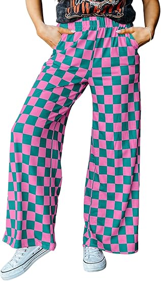 Women's Cute Casual Plaid Pants Loose Wide Leg Pants with Pockets(BUY 2 FREE SHIPPING)