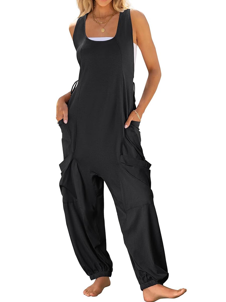 Women's Casual Drawstring Sleeveless Loose Jumpsuit with Pockets(BUY 2 FREE SHIPPING)