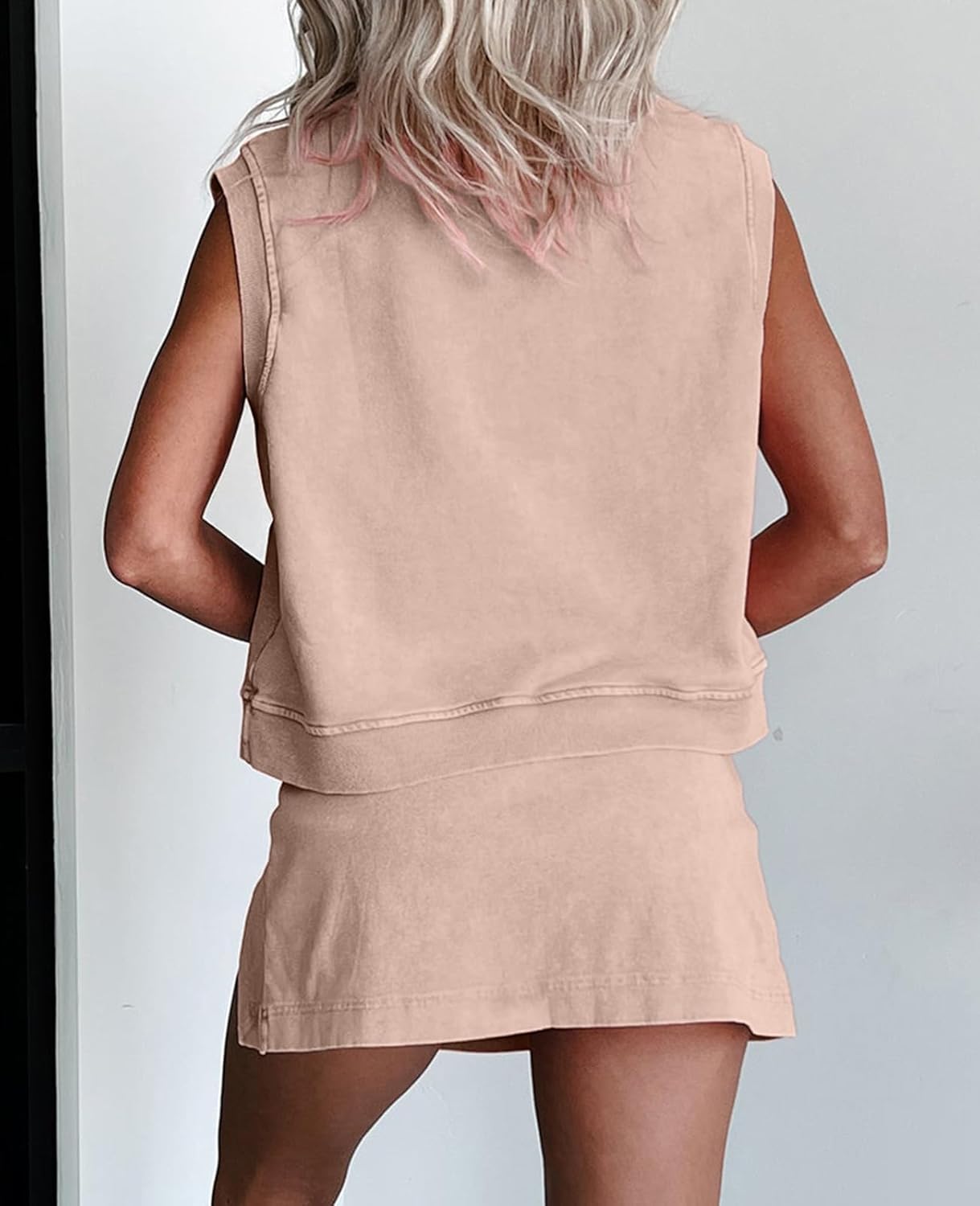 Women's Mineral Wash Tank & Lined Split Skort 2 Pieces Set