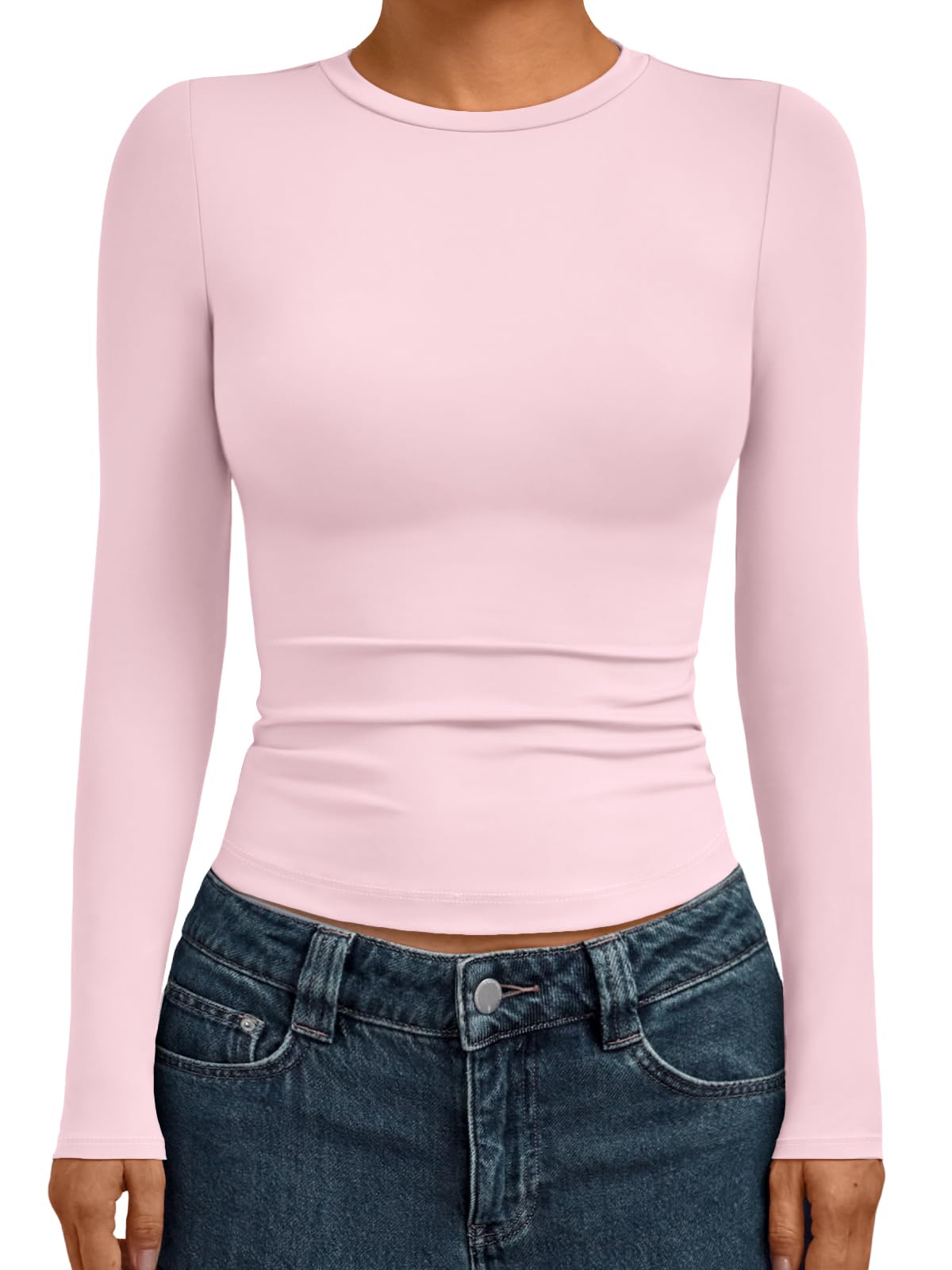 Womens Long Sleeve Shirts Basic Compression Going Out Crop Tops(buy 3 free shipping)