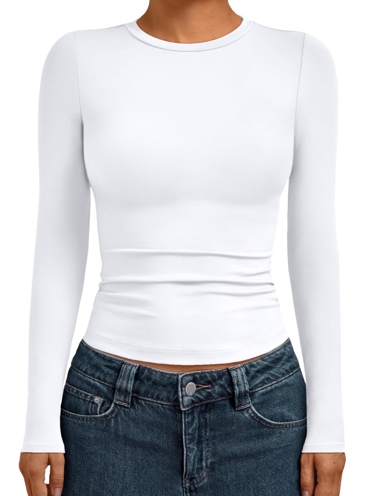 Womens Long Sleeve Shirts Basic Compression Going Out Crop Tops(buy 3 free shipping)
