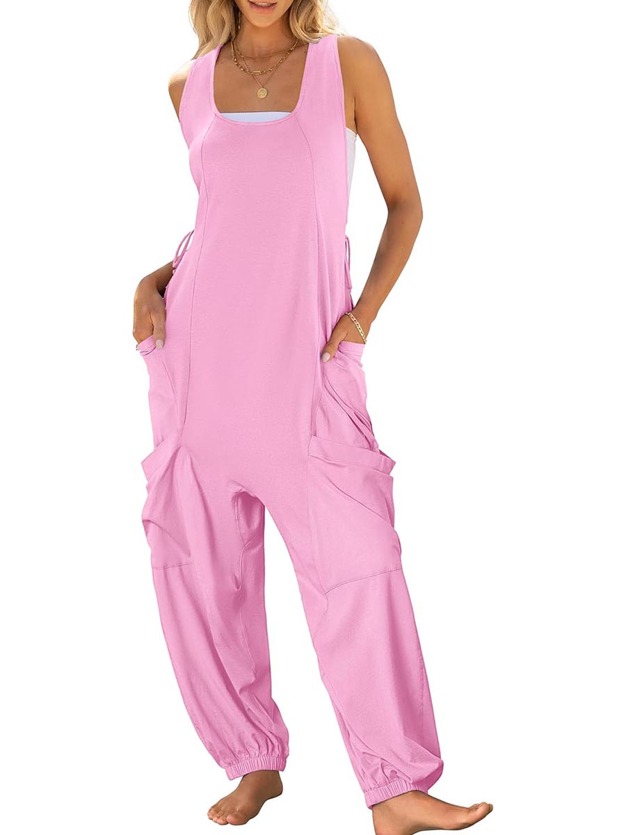 Women's Casual Drawstring Sleeveless Loose Jumpsuit with Pockets(BUY 2 FREE SHIPPING)