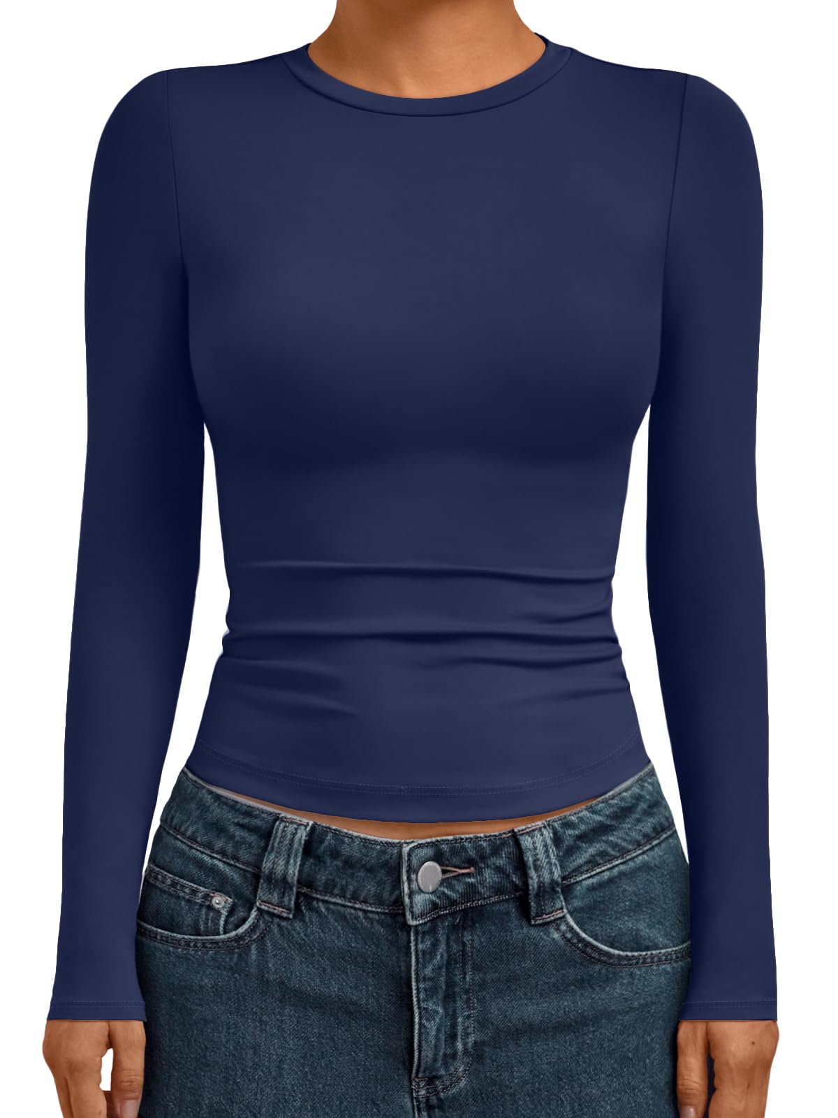 Womens Long Sleeve Shirts Basic Compression Going Out Crop Tops(buy 3 free shipping)