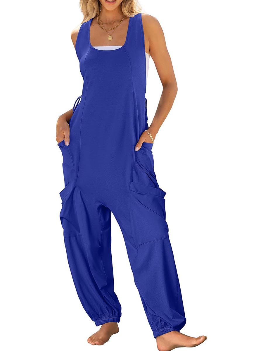 Women's Casual Drawstring Sleeveless Loose Jumpsuit with Pockets(BUY 2 FREE SHIPPING)