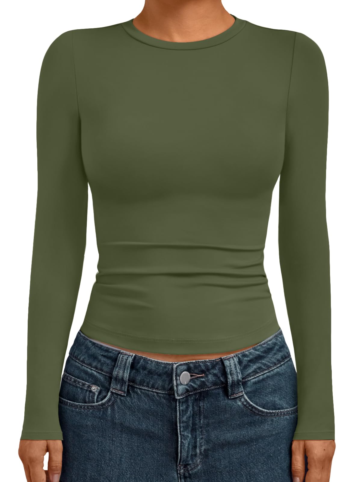 Womens Long Sleeve Shirts Basic Compression Going Out Crop Tops(buy 3 free shipping)