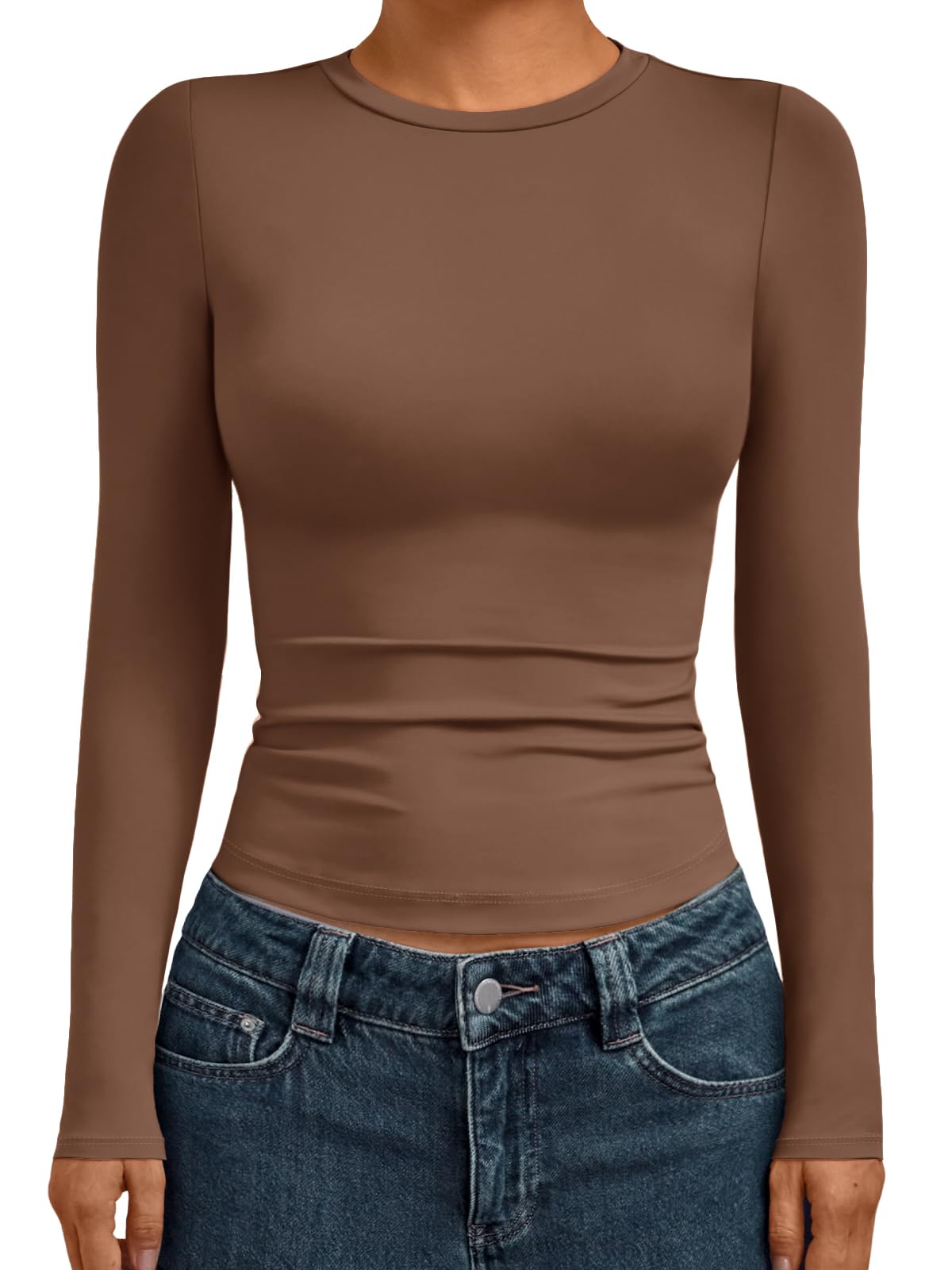 Womens Long Sleeve Shirts Basic Compression Going Out Crop Tops(buy 3 free shipping)