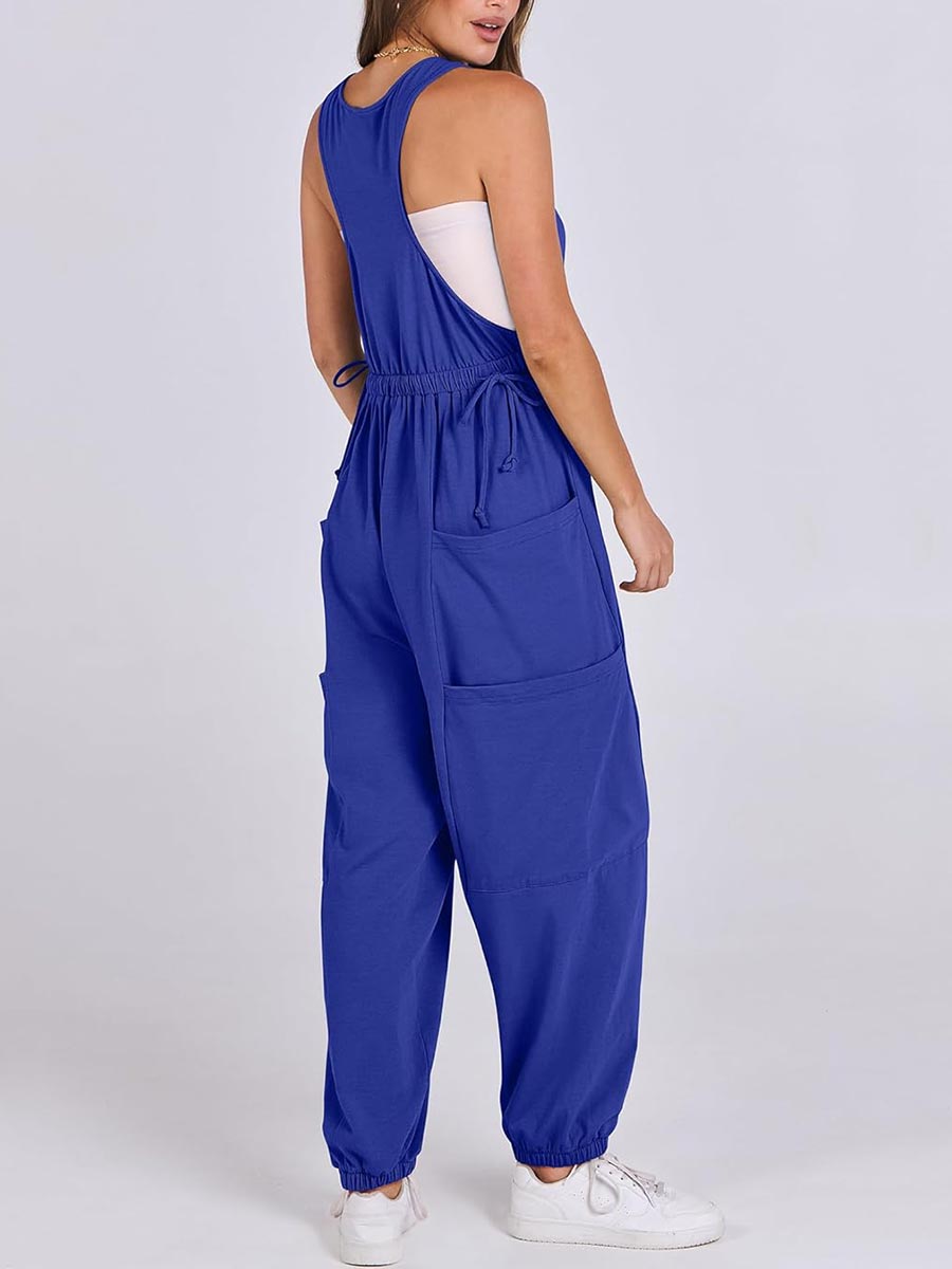 Women's Casual Drawstring Sleeveless Loose Jumpsuit with Pockets(BUY 2 FREE SHIPPING)