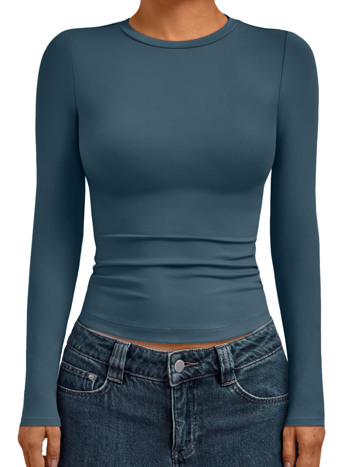 Womens Long Sleeve Shirts Basic Compression Going Out Crop Tops(buy 3 free shipping)