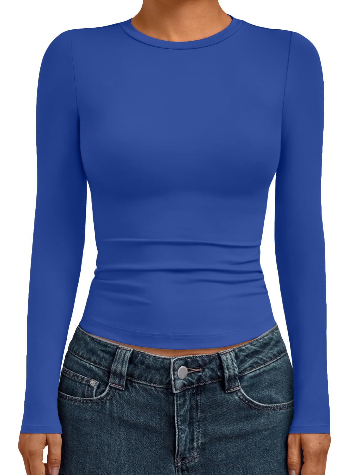 Womens Long Sleeve Shirts Basic Compression Going Out Crop Tops(buy 3 free shipping)