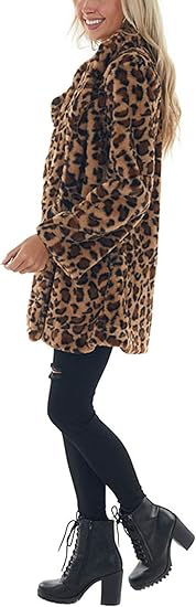 Womens Faux Fur Coats Leopard Jackets(50% OFF!!!)