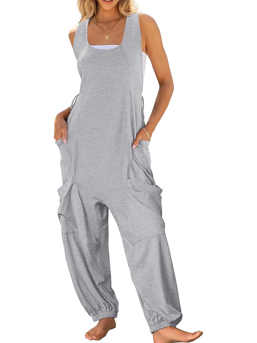 Women's Casual Drawstring Sleeveless Loose Jumpsuit with Pockets(BUY 2 FREE SHIPPING)