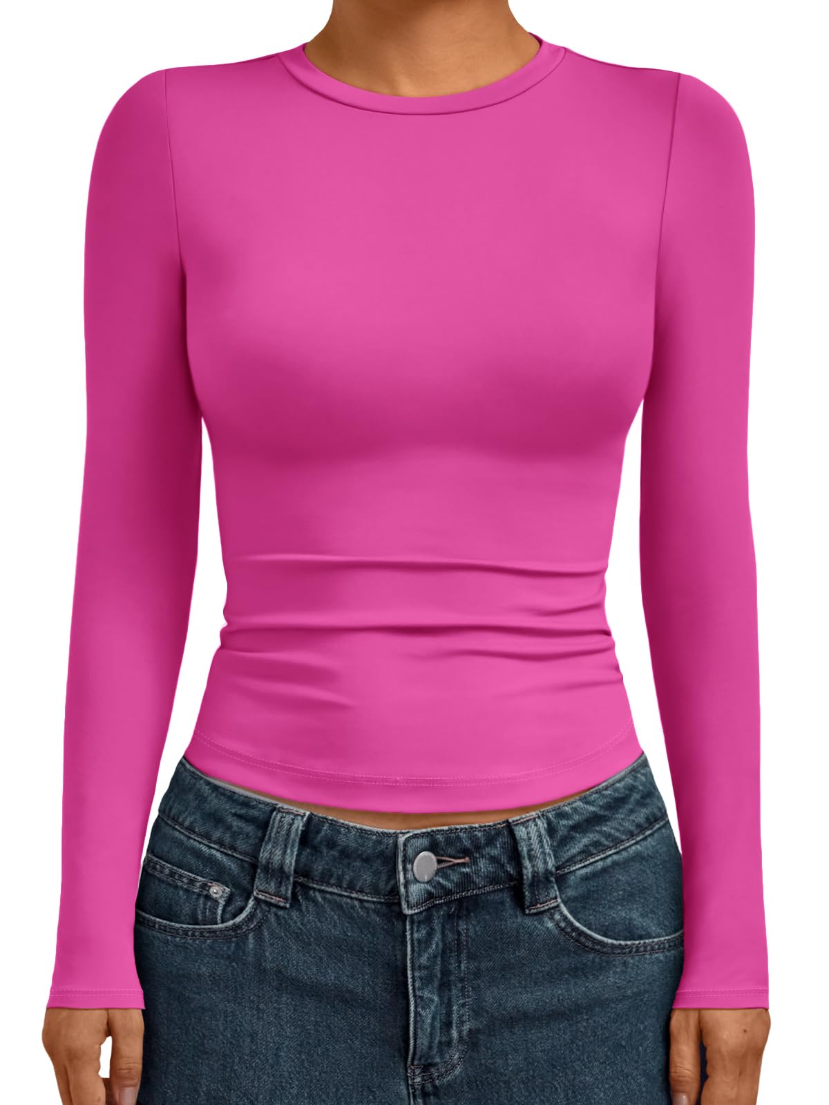 Womens Long Sleeve Shirts Basic Compression Going Out Crop Tops(buy 3 free shipping)
