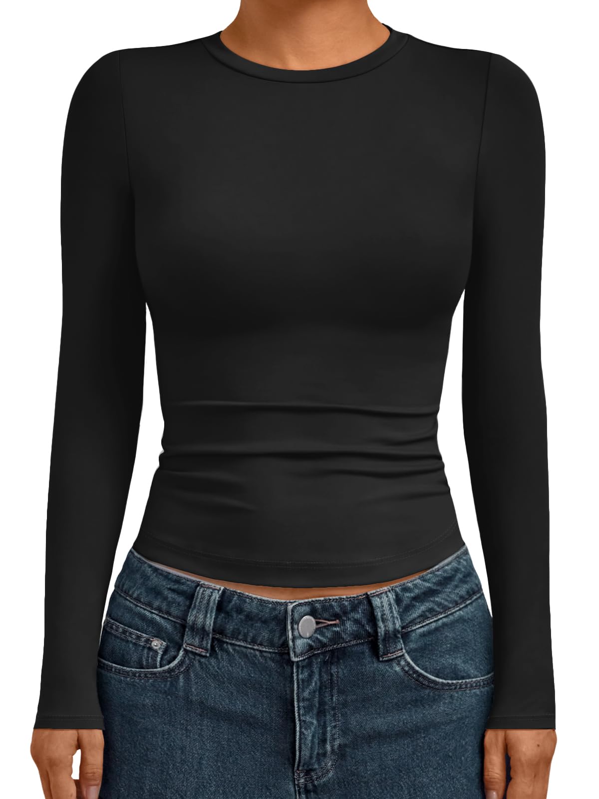 Womens Long Sleeve Shirts Basic Compression Going Out Crop Tops(buy 3 free shipping)