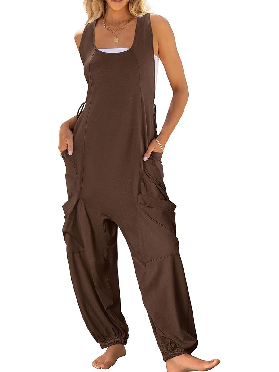 Women's Casual Drawstring Sleeveless Loose Jumpsuit with Pockets(BUY 2 FREE SHIPPING)