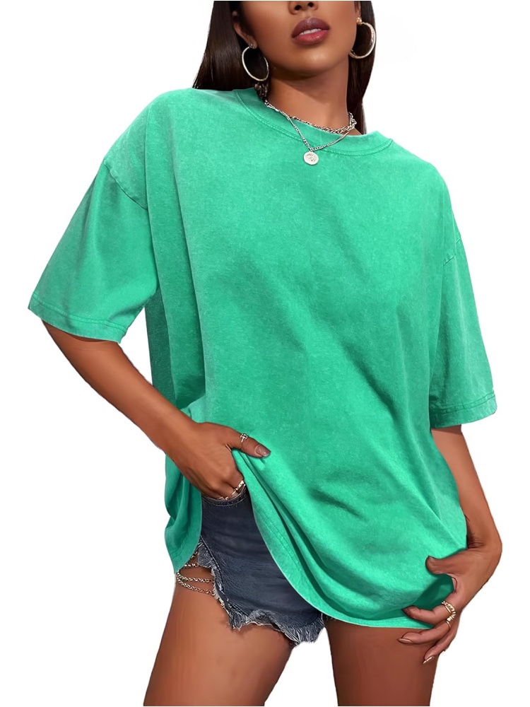 Women's Vintage Baggy Grunge Wash Cotton Tees