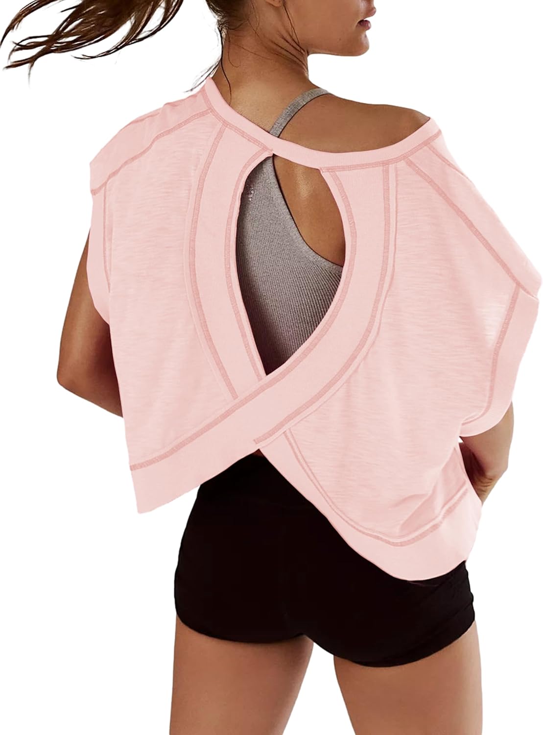 Women’s Athletic Gym Open Back Workout Tops