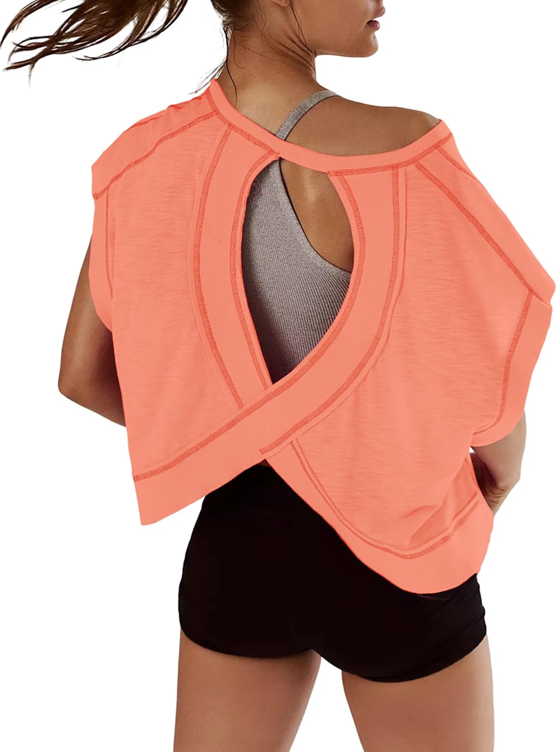 Women’s Athletic Gym Open Back Workout Tops