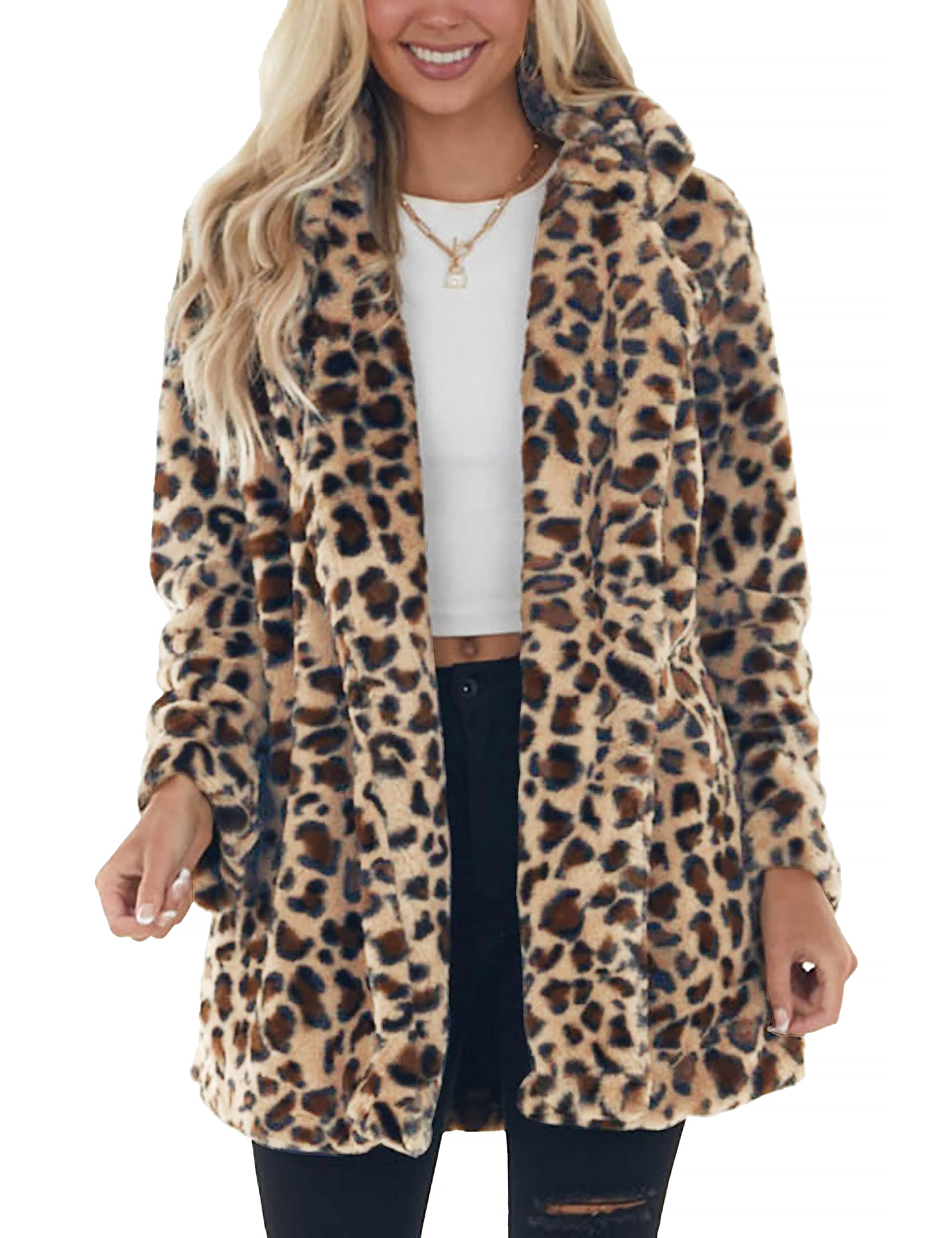 Womens Faux Fur Coats Leopard Jackets(50% OFF!!!)