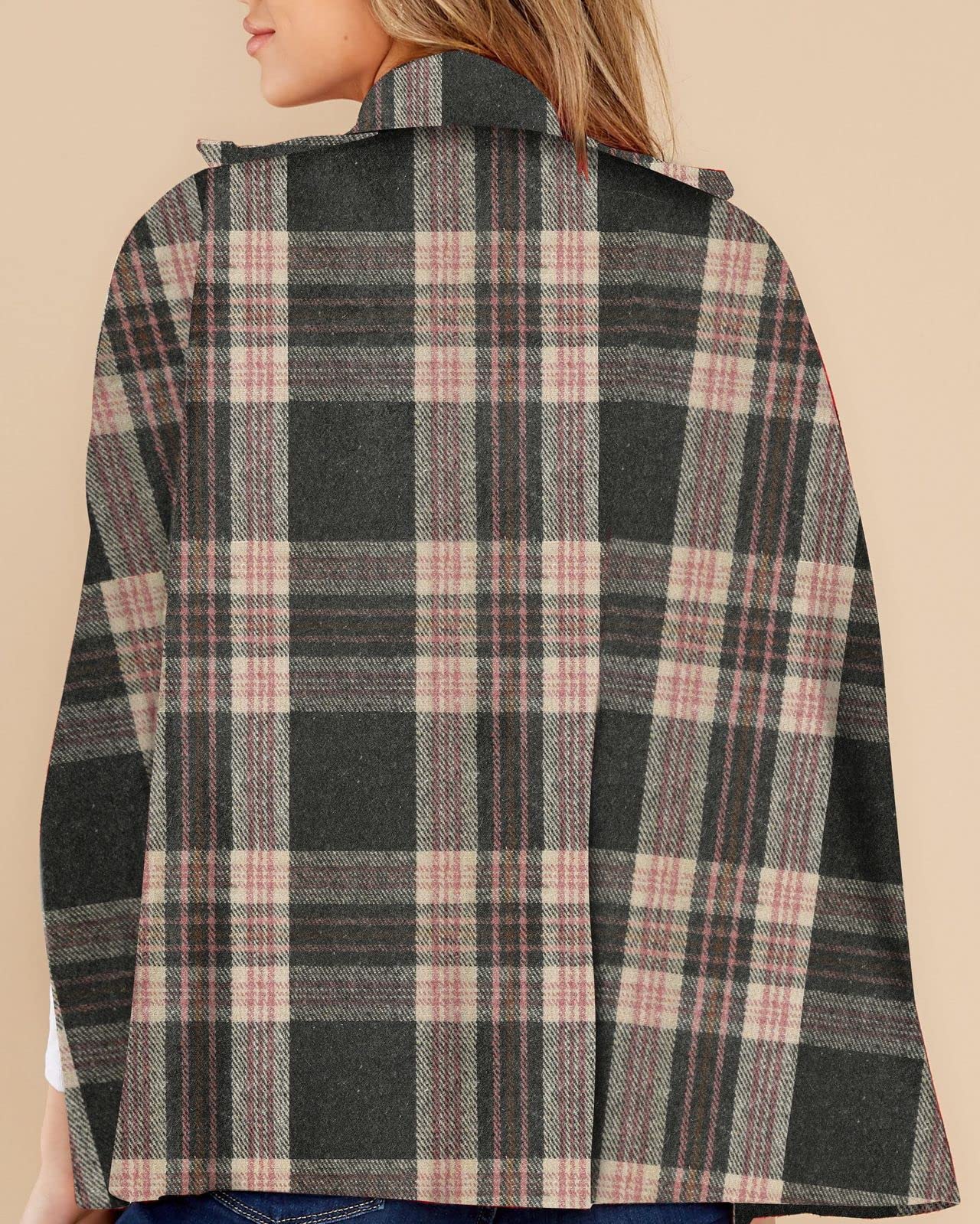 Women's Plaid Double Breasted Winter Cape Coats