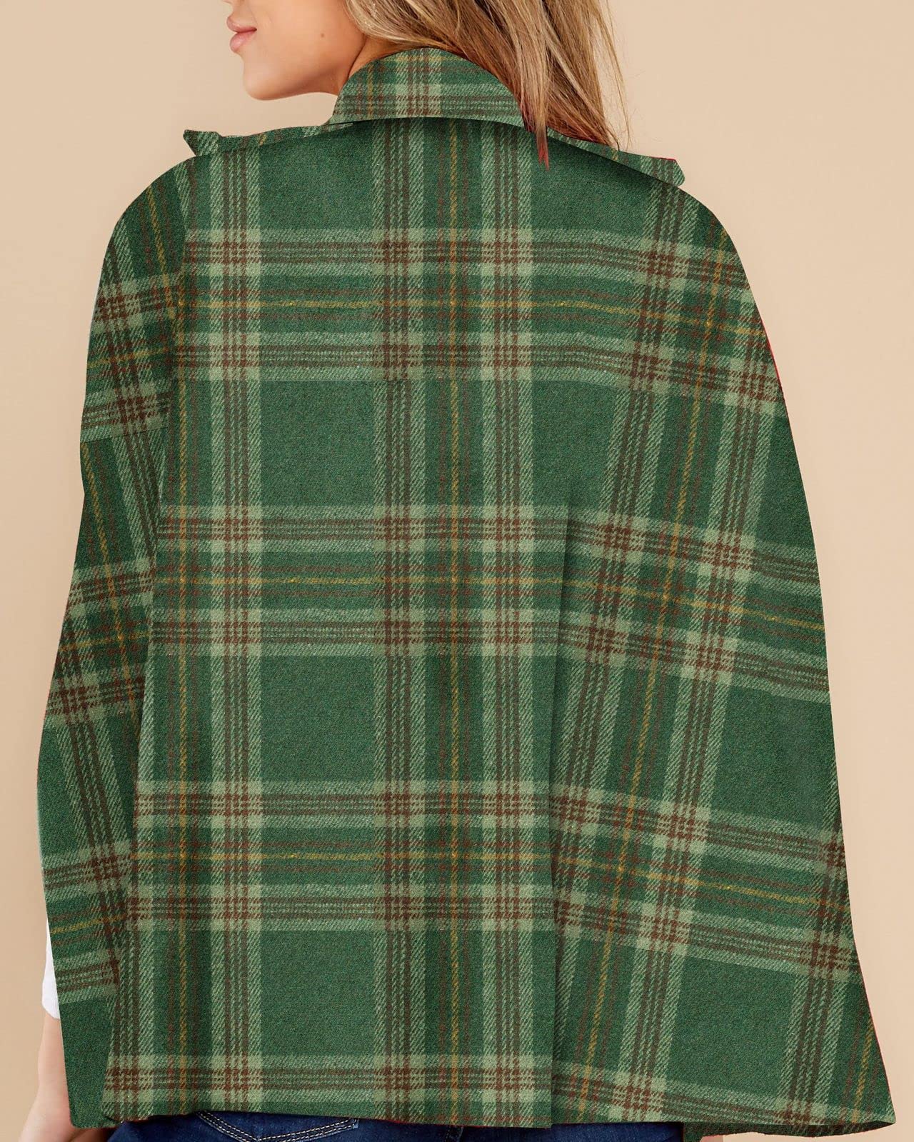 Women's Plaid Double Breasted Winter Cape Coats