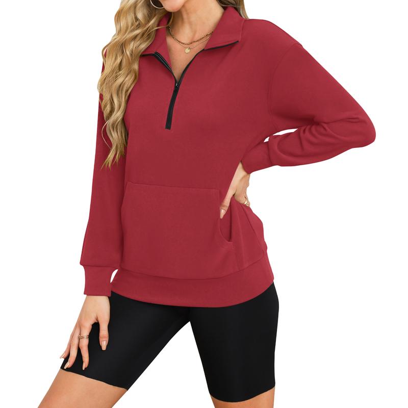 Women's Half Zip Long sleeve Oversized Sweatshirt with Kangaroo Pocket