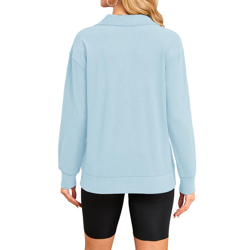 Women's Half Zip Long sleeve Oversized Sweatshirt with Kangaroo Pocket