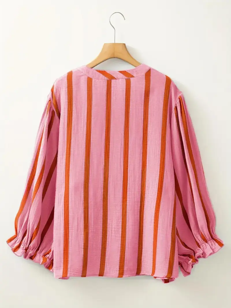 Women's Striped Print Long Sleeves Shirt