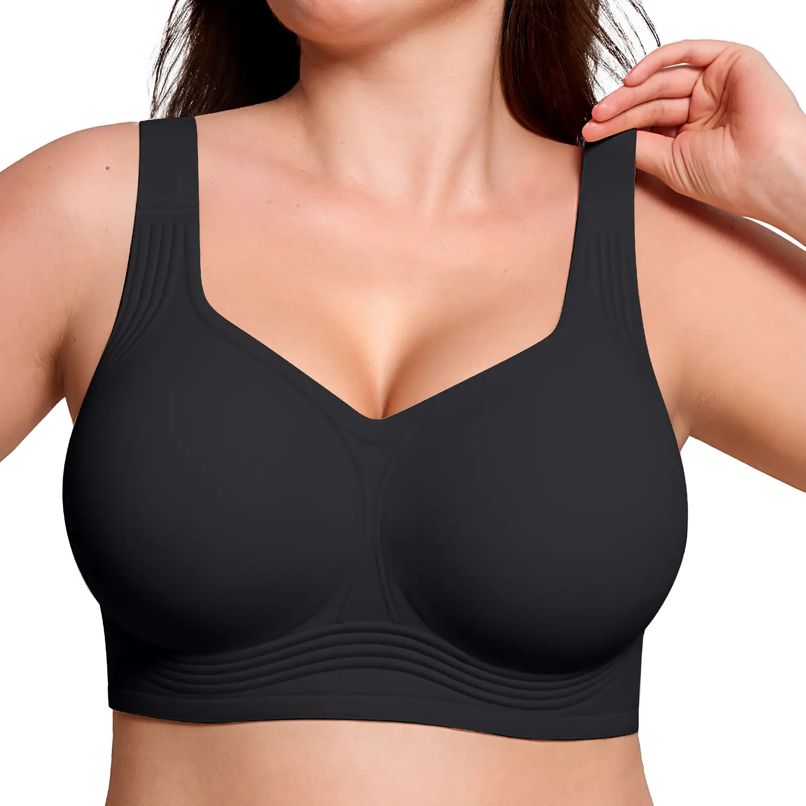 Womens Full Coverage Wireless Supportive Push Up Bra 