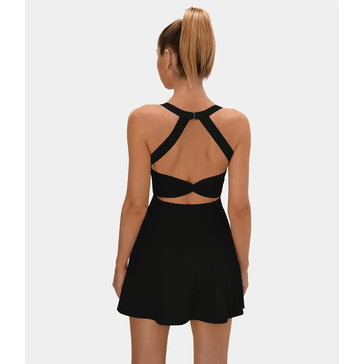 Airy Backless Twisted Flare Low Support Dance Active Dress