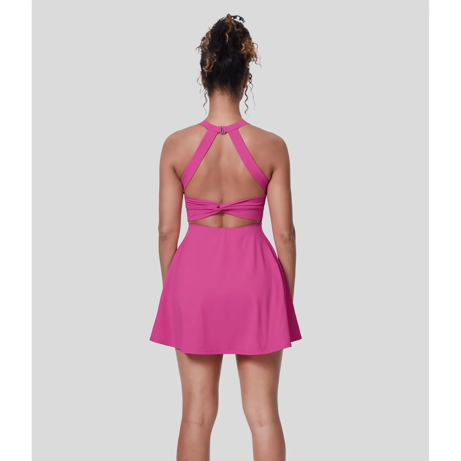Airy Backless Twisted Flare Low Support Dance Active Dress