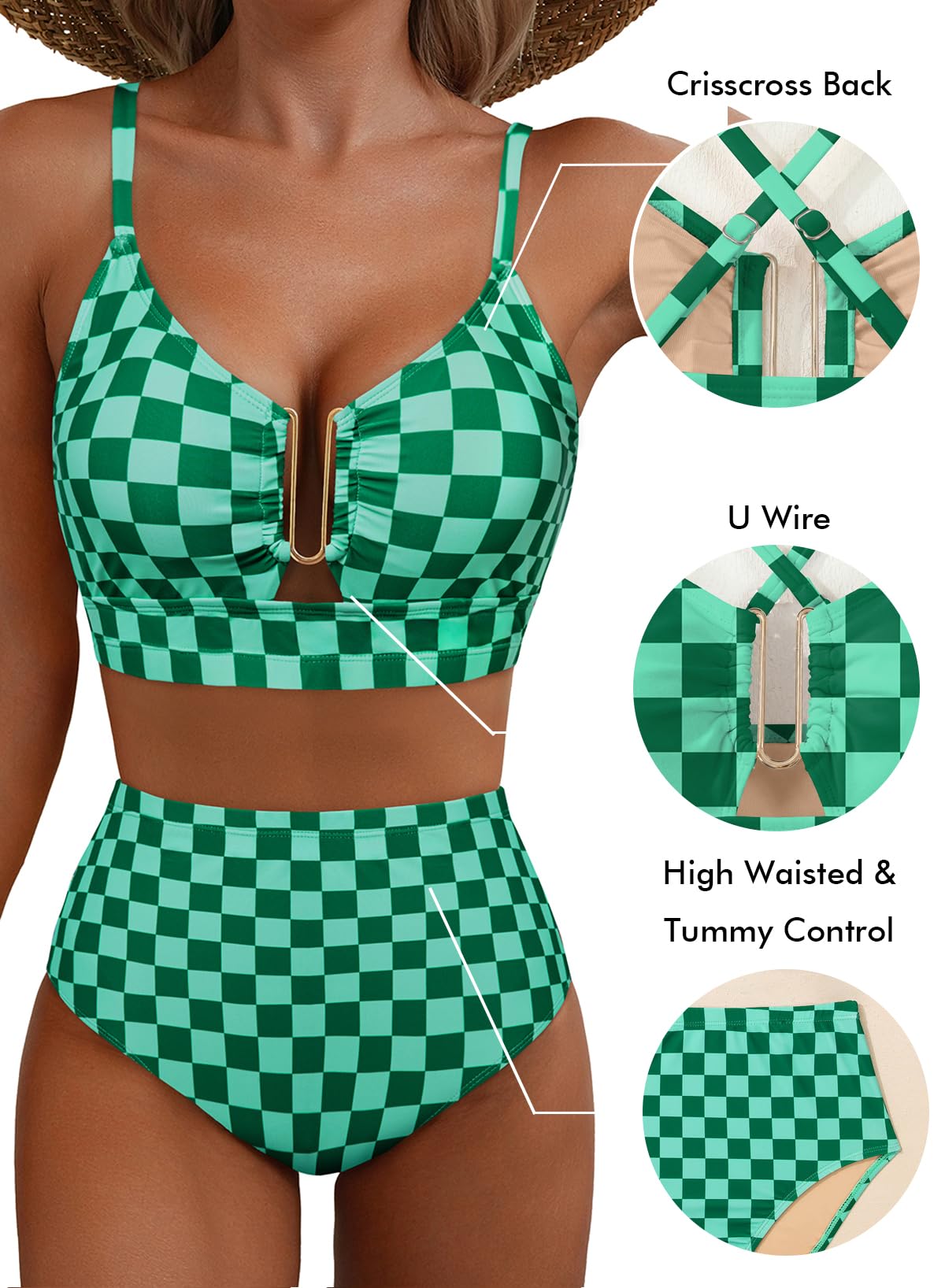 Womens Floral Print 2 Piece High Waisted U Wire Bikini Set 