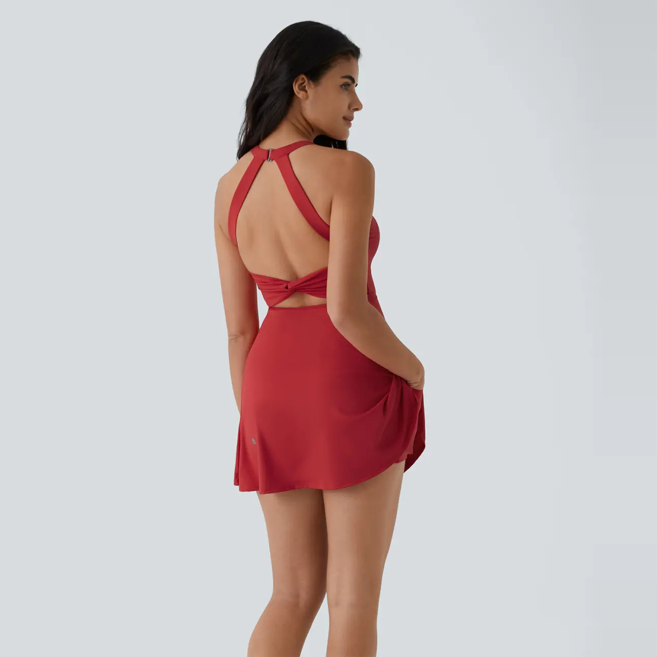 Airy Backless Twisted Flare Low Support Dance Active Dress
