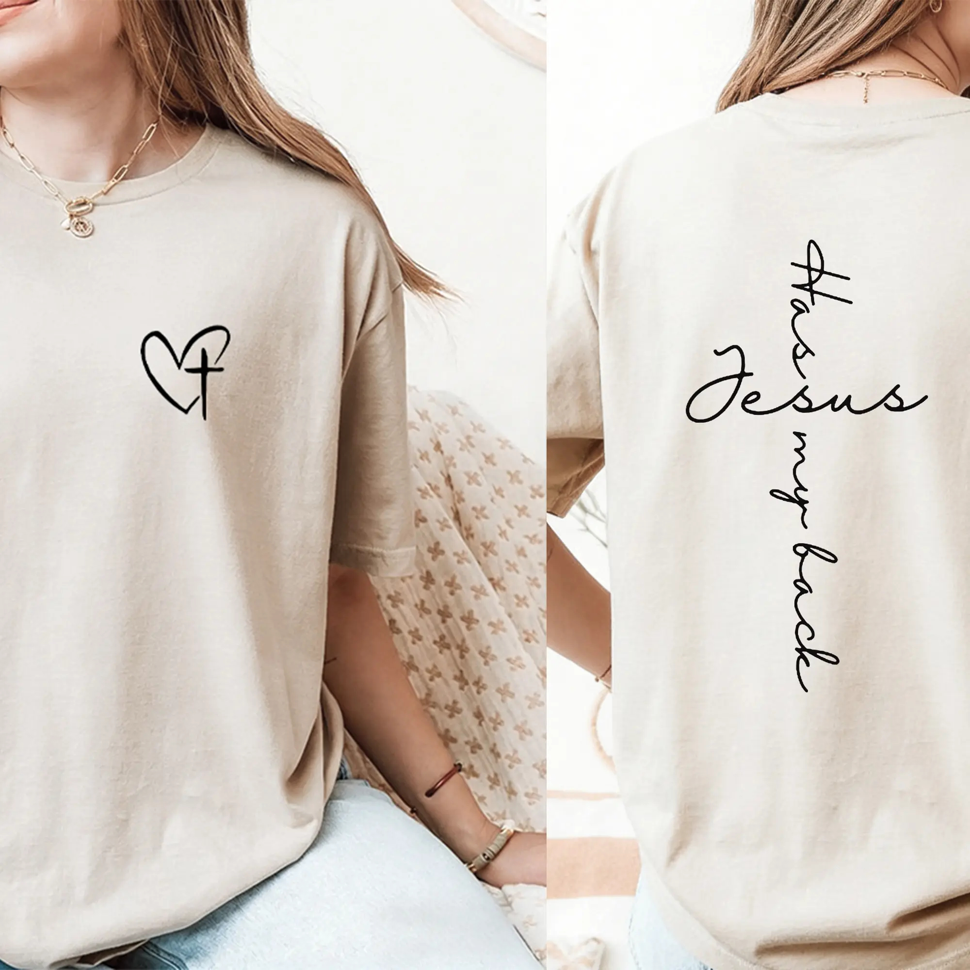 Jesus Has My Back Print T Shirt