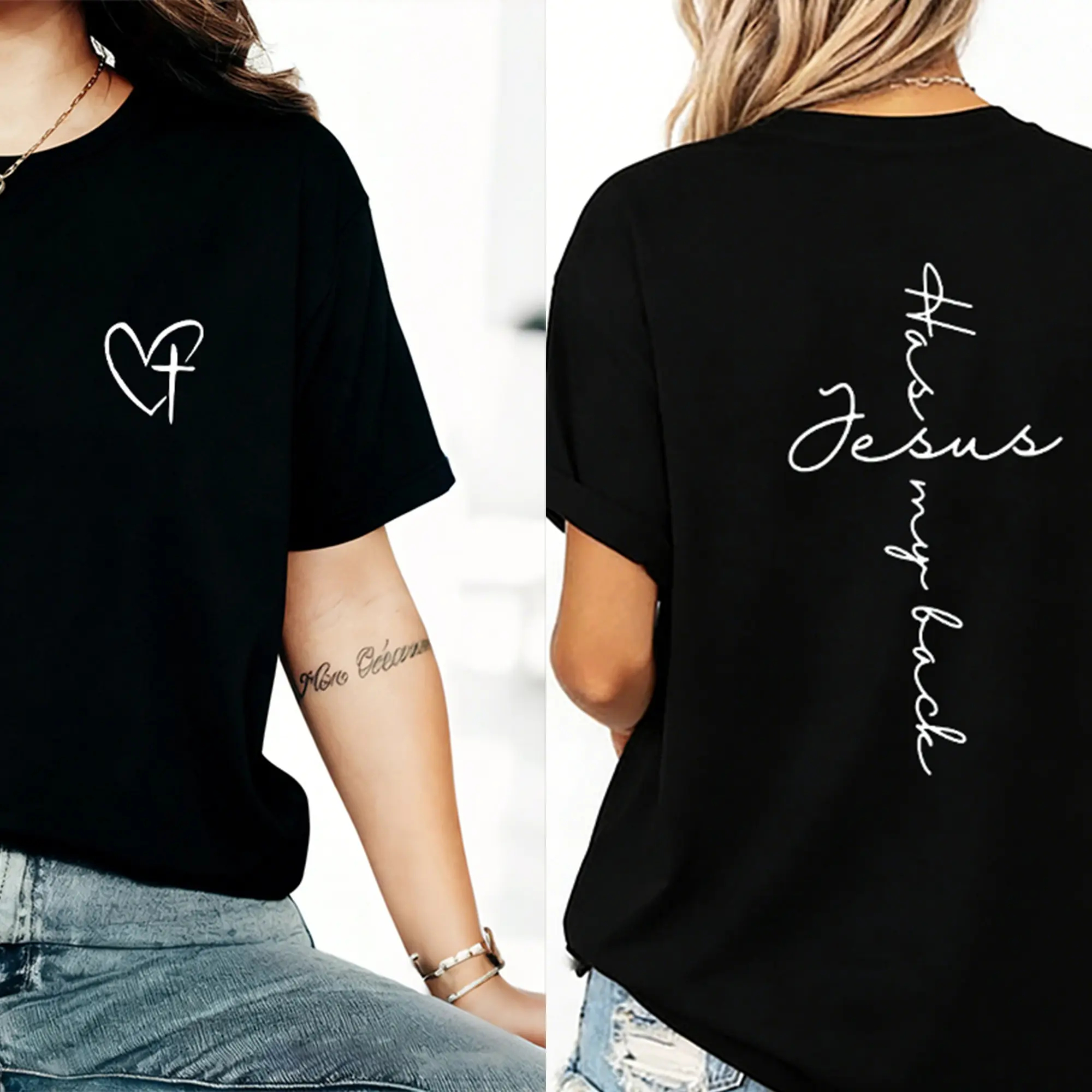 Jesus Has My Back Print T Shirt