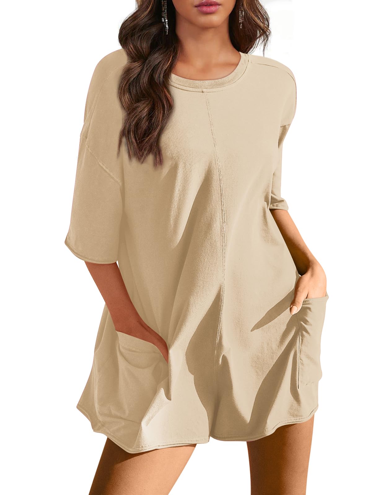 2024 Summer New Reversible Casual Oversized Tee Romper(buy 2 10% OFF)