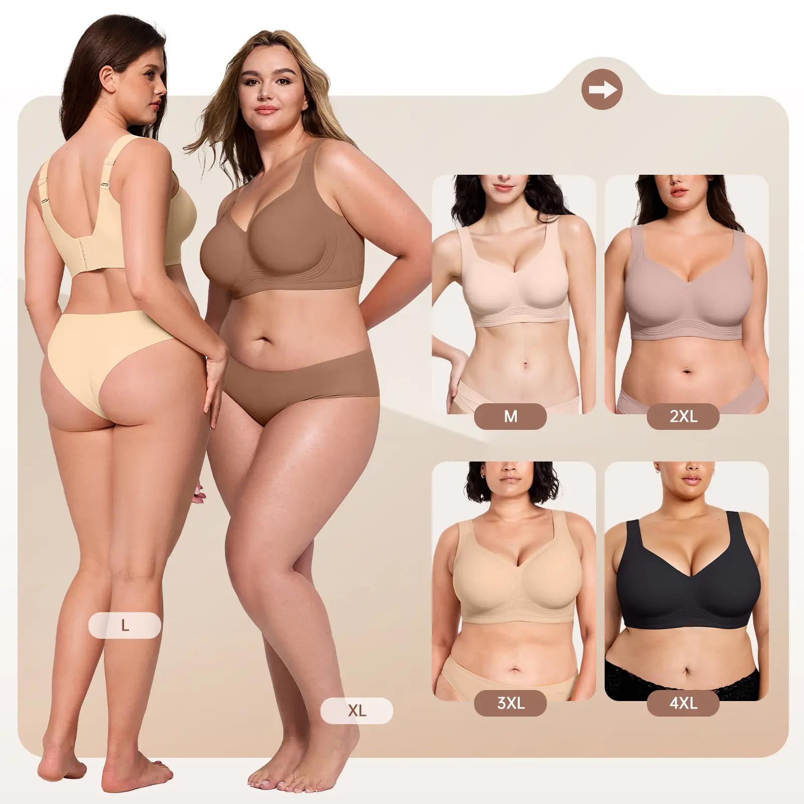 Womens Full Coverage Wireless Supportive Push Up Bra 