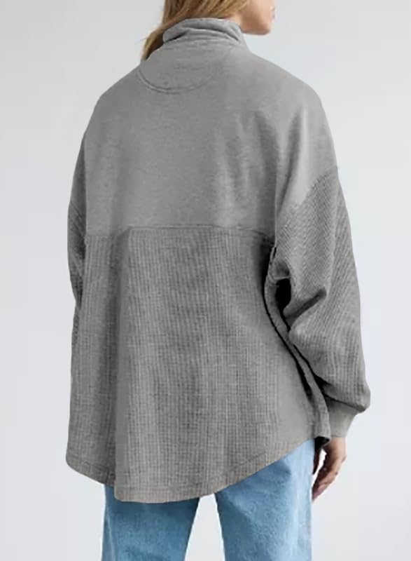 2024 New Women's  Waffle Knit Half Zip Pullover Casual Sweatshirt(buy 2 10% OFF)