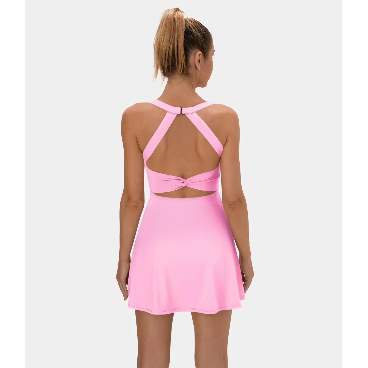 Airy Backless Twisted Flare Low Support Dance Active Dress