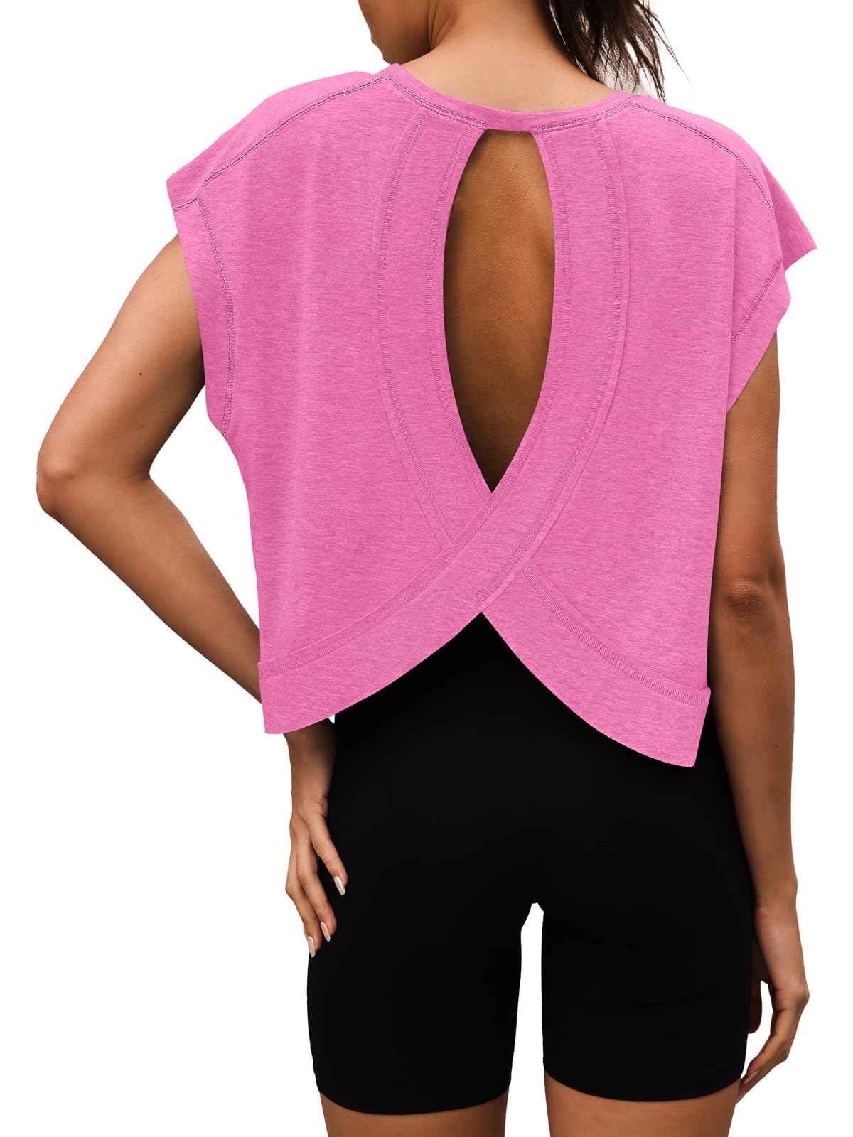 Women’s Athletic Gym Open Back Workout Tops