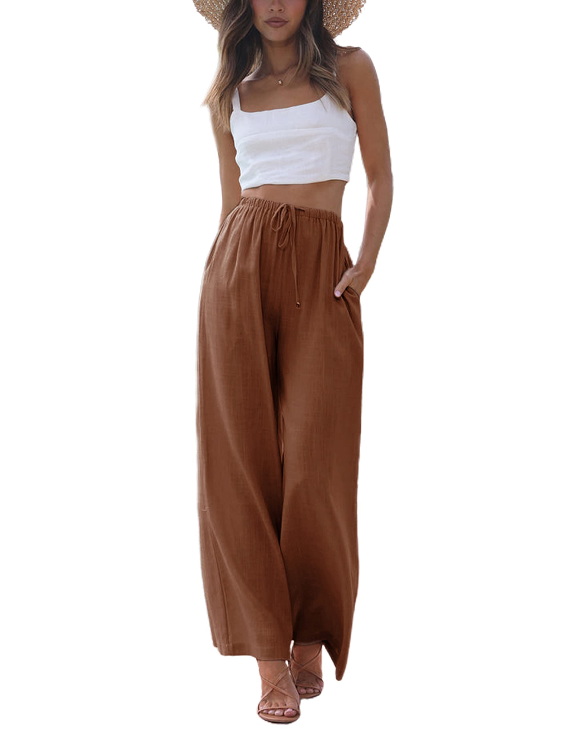 Women's Summer Wide Leg Cotton Linen Pants