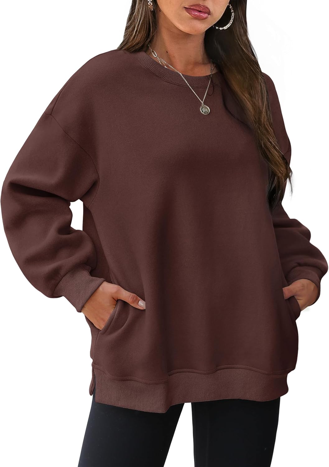 2025 New Women's Oversized Sweatshirts Crewneck Long Sleeve Fleece Pullover with Pocket(buy 2 10% OFF!!)