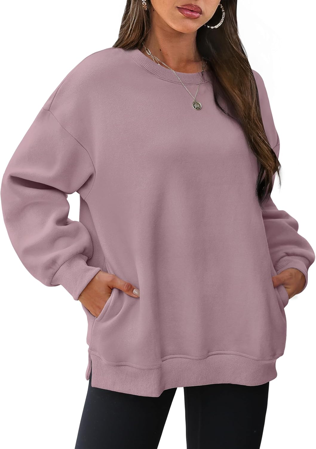 2025 New Women's Oversized Sweatshirts Crewneck Long Sleeve Fleece Pullover with Pocket(buy 2 10% OFF!!)