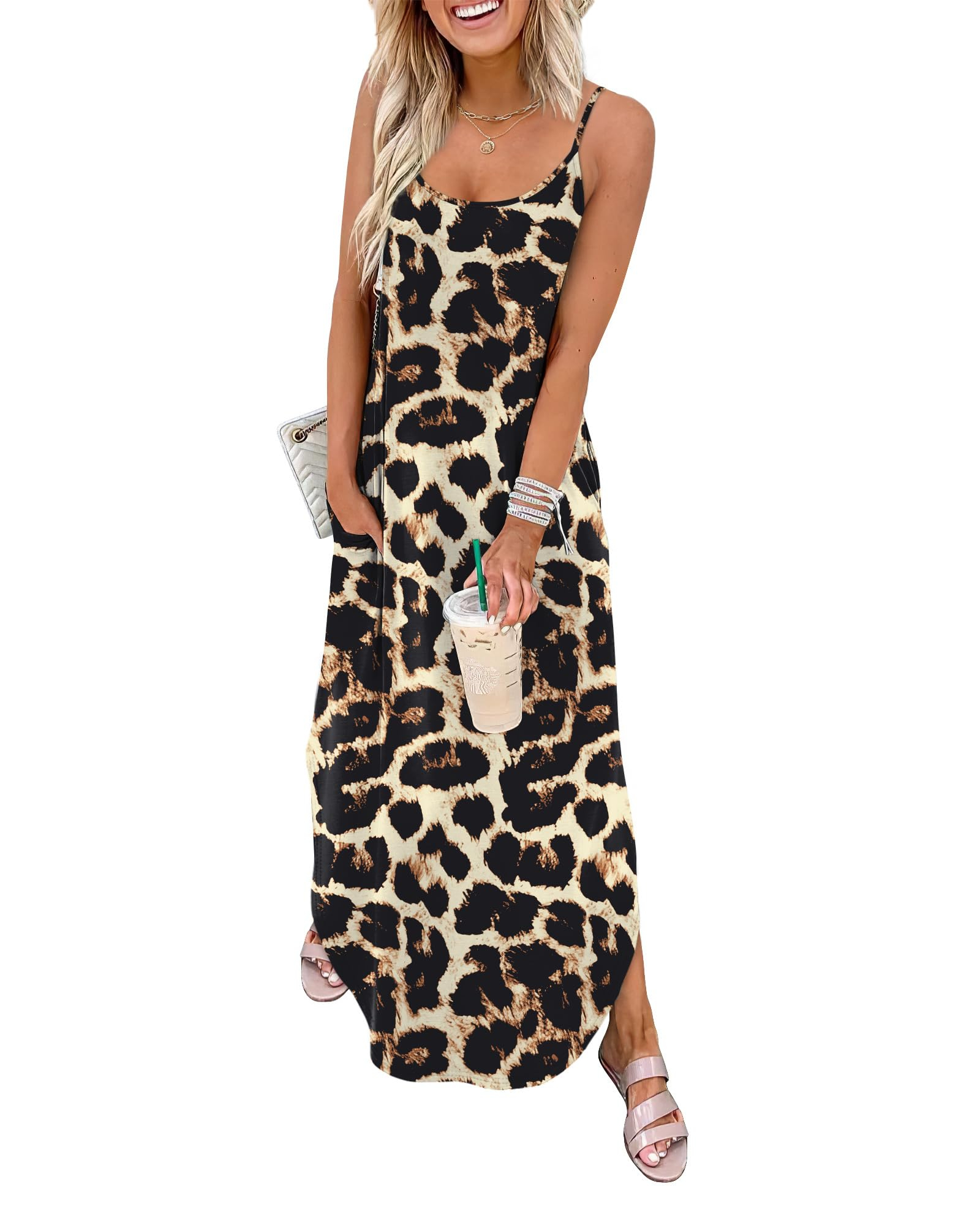 Women's Casual Long Spaghetti Strap Hawaiian Vacation Maxi Dresses