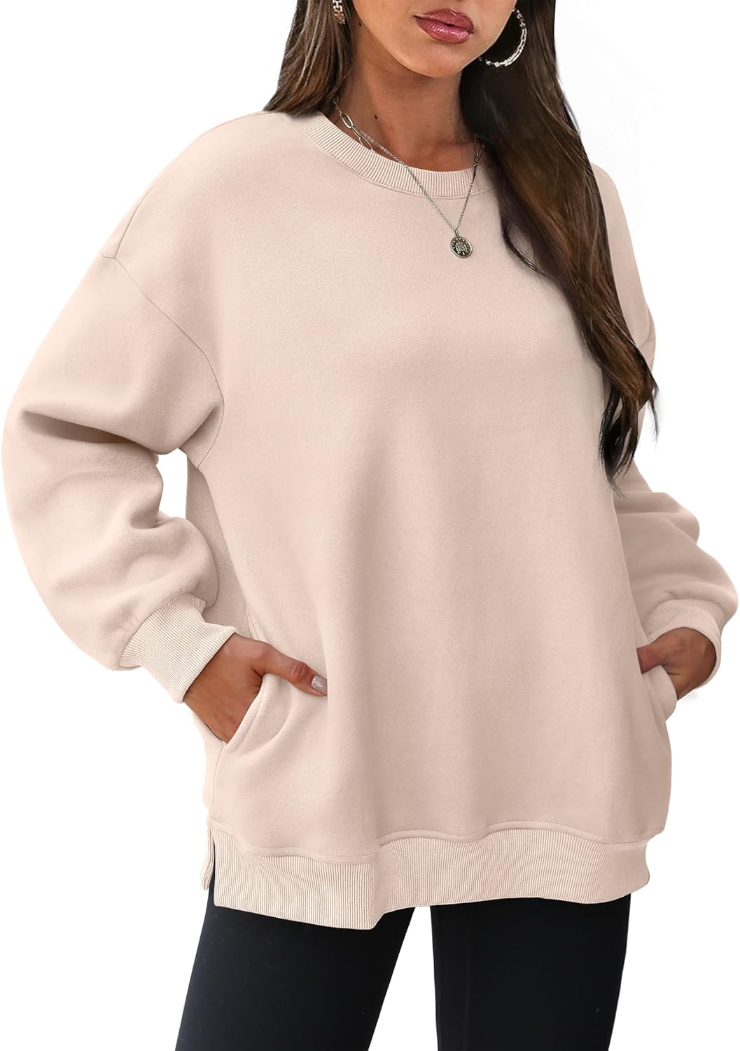 2025 New Women's Oversized Sweatshirts Crewneck Long Sleeve Fleece Pullover with Pocket(buy 2 10% OFF!!)