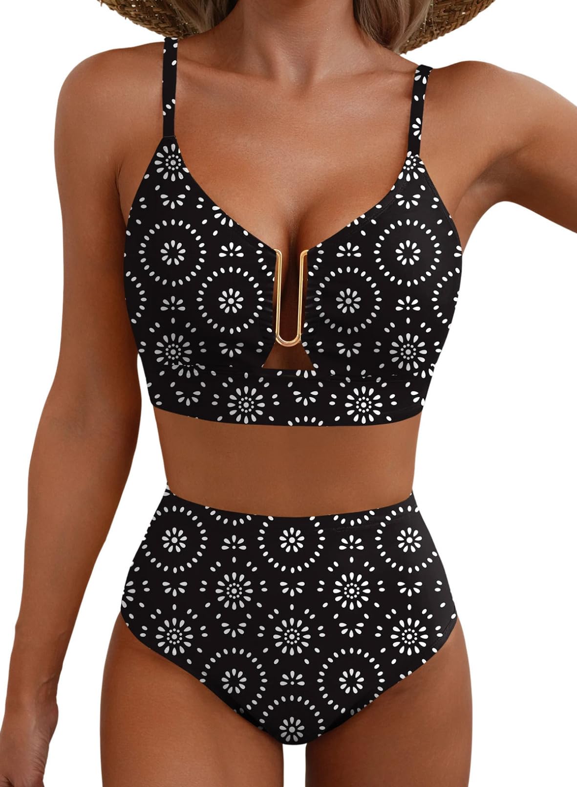 Womens Floral Print 2 Piece High Waisted U Wire Bikini Set 
