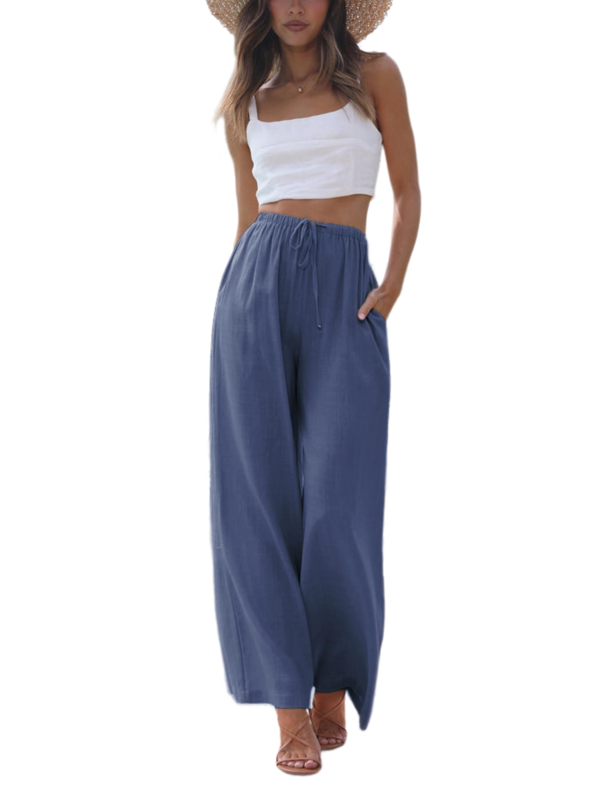 Women's Summer Wide Leg Cotton Linen Pants