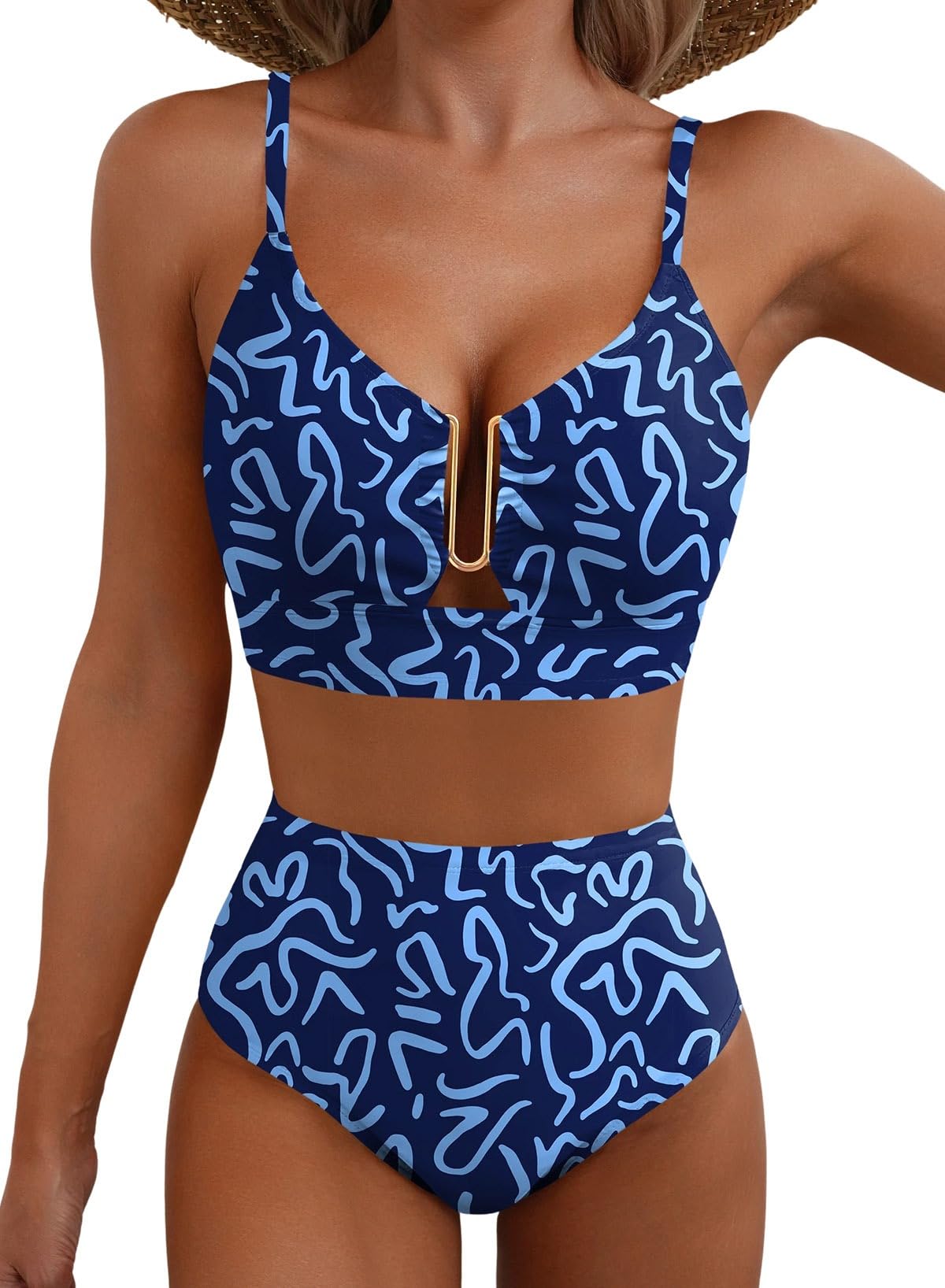 Womens Floral Print 2 Piece High Waisted U Wire Bikini Set 